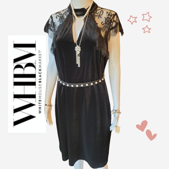 White House Black Market Velvet Keyhole Dress Sz 14 - Picture 2 of 6